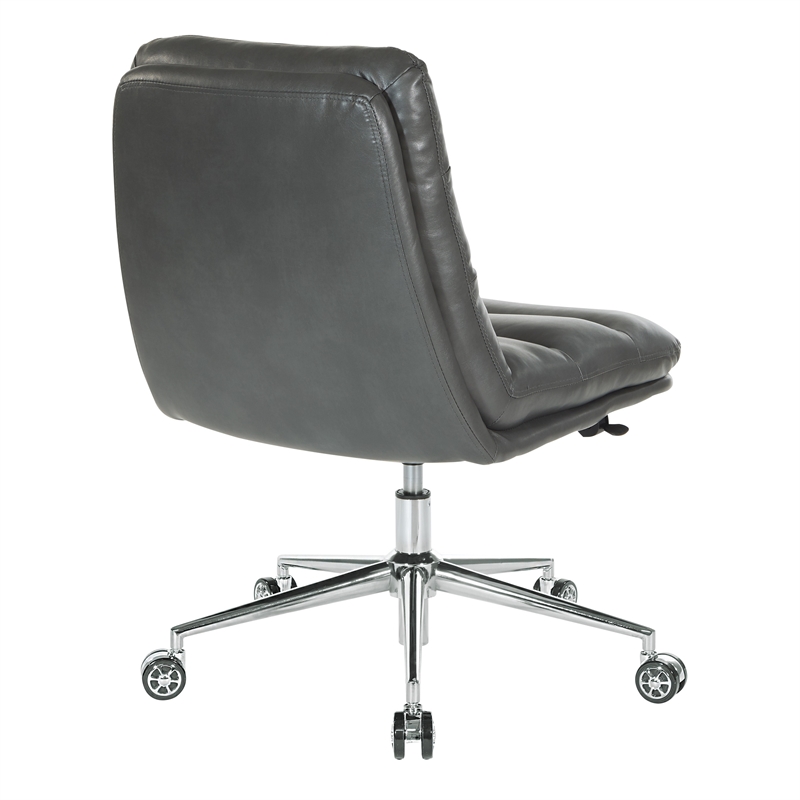 Grey faux leather online desk chair