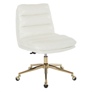 Legacy Faux Leather Swivel Armless Office Chair in White