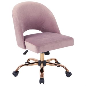 Lula Office Chair in Mauve Pink Fabric with Rose Gold Base
