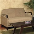 Main Street Loveseat Woven Wheat Brown Fabric with Espresso Legs