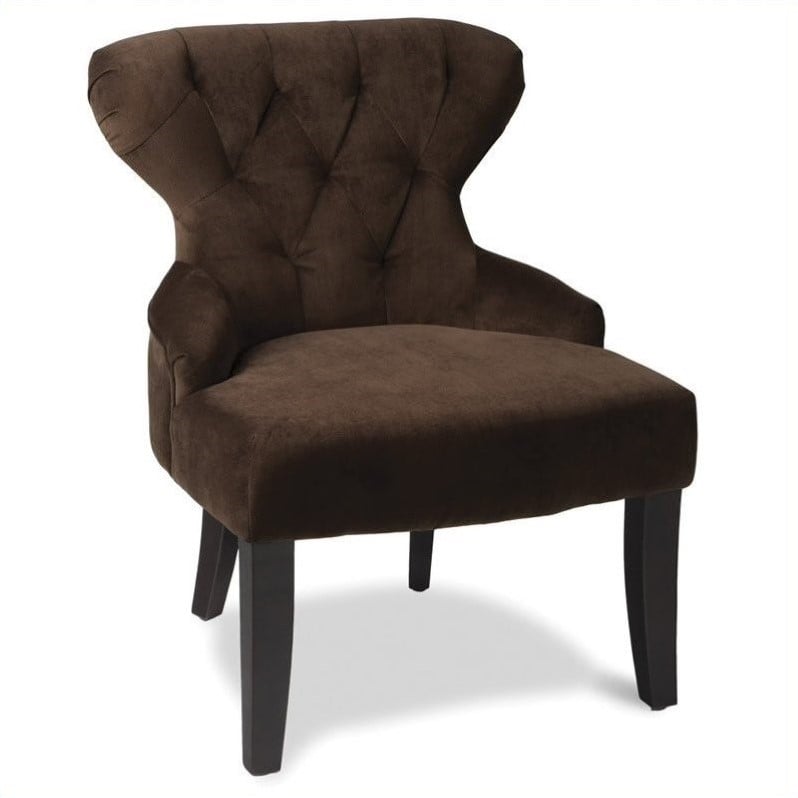 Curves Accent Chair In Chocolate Brown Velvet Fabric With Espresso Legs Cvs26 C12