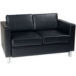 pacific loveseat sofa in black faux leather