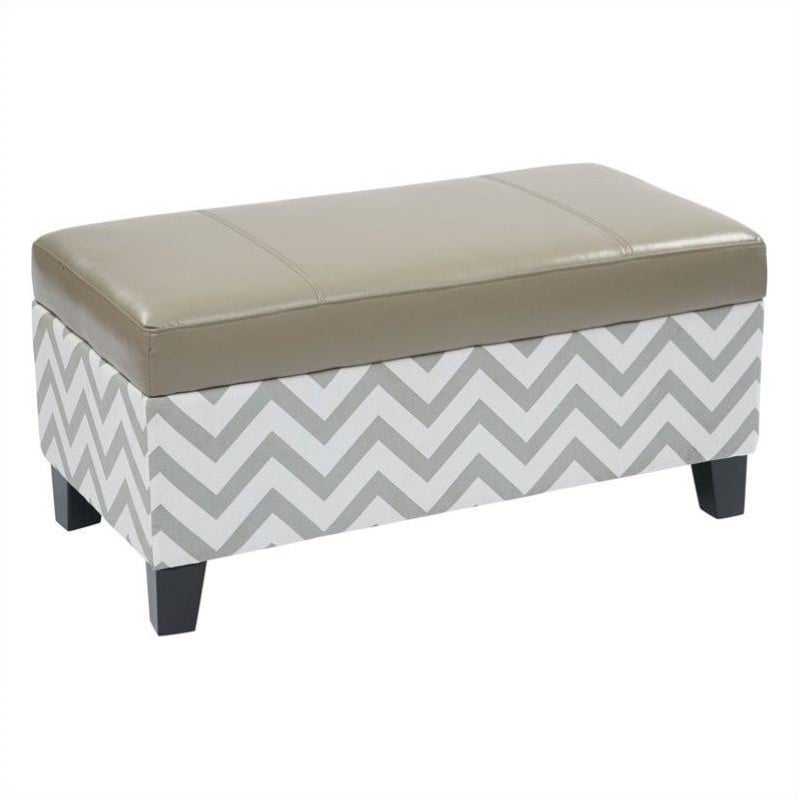 Avenue Six Hudson Storage Ottoman in Zig Zag Grey   HUD3819 Z13