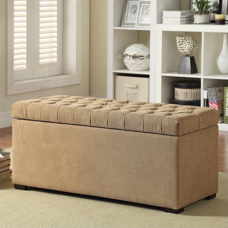 Tufted Storage Bench In Beige Sah3917 S34