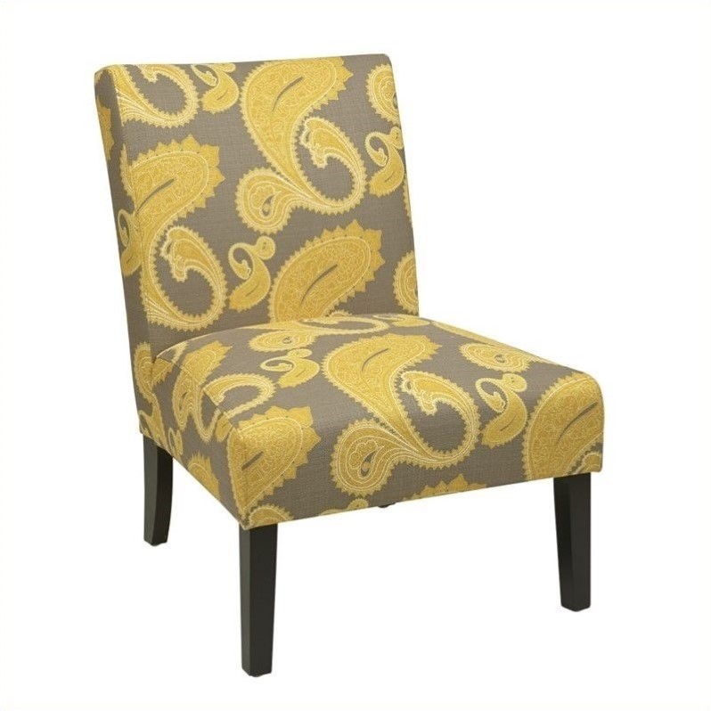 Slipper Chair in Yellow Floral Pattern - VCT51-S38