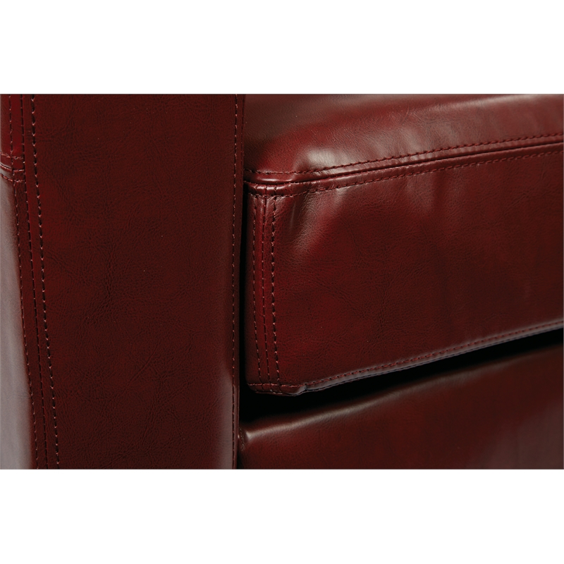 Venus Club Chair in Crimson Red Bonded Leather and Solid Wood Legs