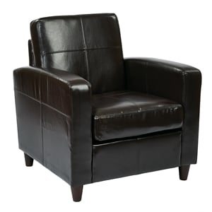 venus bonded leather club chair with solid wood legs