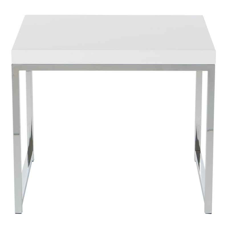 Wall Street End Table with Chrome Legs and White laminated wood top