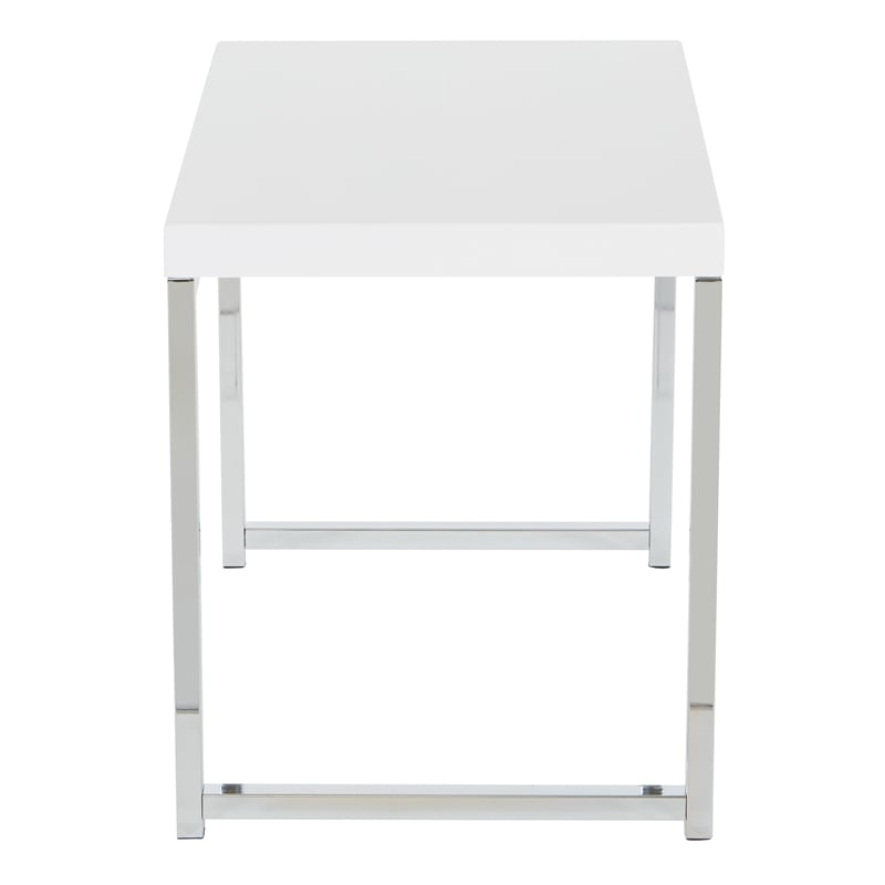 Wall Street End Table with Chrome Legs and White laminated wood top