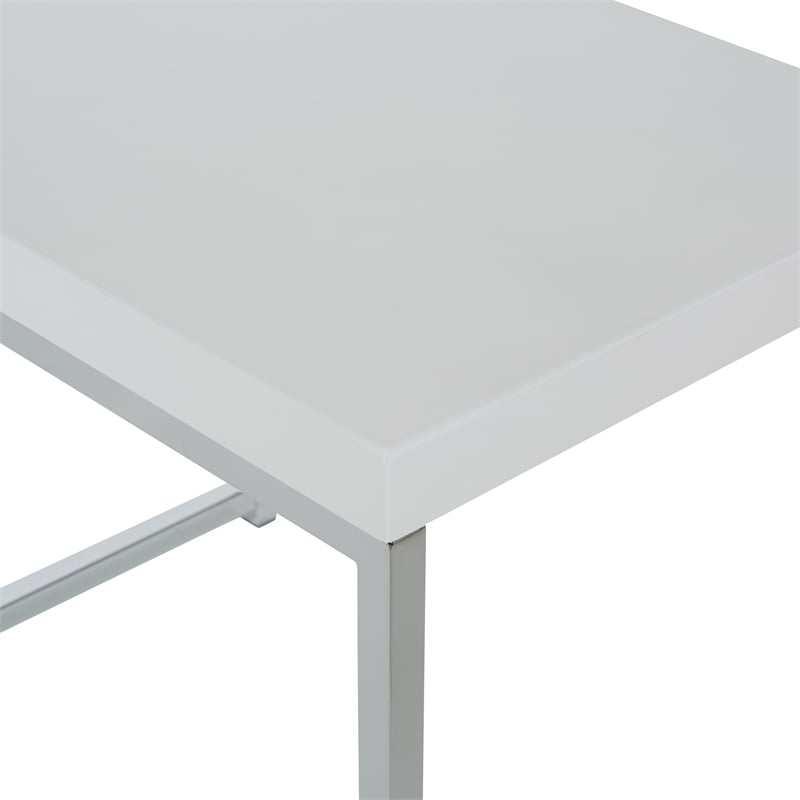 Wall Street End Table with Chrome Legs and White laminated wood top
