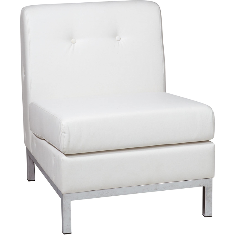 Wall Street Corner Chair in Smoke Gray Faux Leather with Chrome Legs