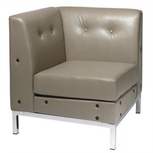 Wall Street Corner Chair in Smoke Gray Faux Leather with Chrome Legs
