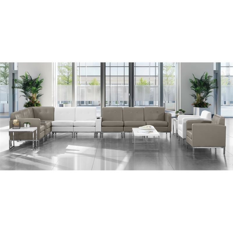 Wall Street Smoke Faux Gray Leather Arm Chair with Chrome Legs