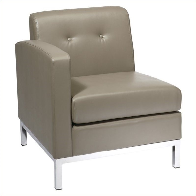 Wall Street Smoke Faux Gray Leather Arm Chair with Chrome Legs