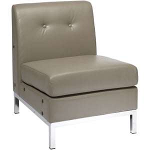 Wall Street Armless Chair Smoke Gray Faux Leather with Chrome Legs