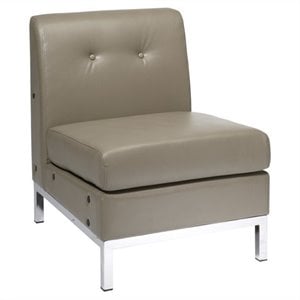 wall street armless chair smoke gray faux leather with chrome legs