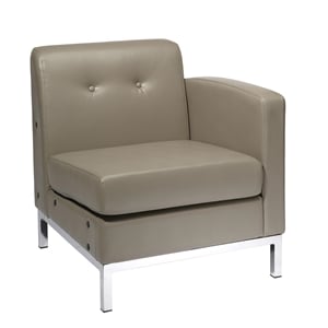 Wall Street Faux Leather Right Facing Arm Chair in Gray