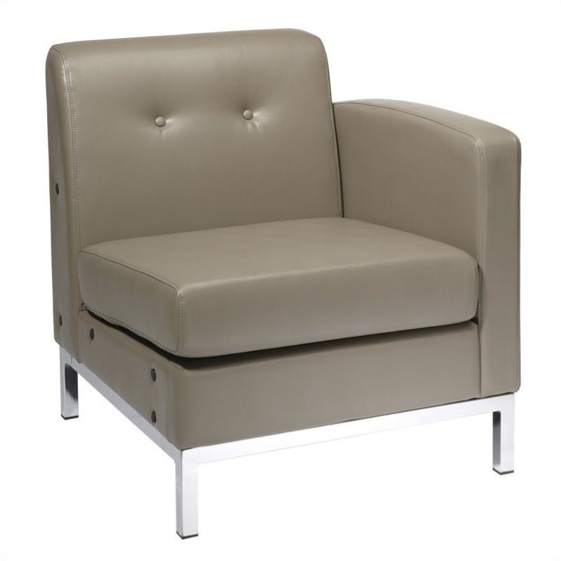 Wall Street Faux Leather Right Facing Arm Chair in Gray
