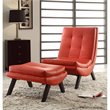 OSP Home Furnishings Tustin Lounge Chair and Ottoman Set With Red Bonded Leather