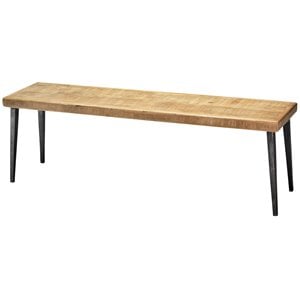 Jamie Young Co Farmhouse Traditional Iron/Wood Bench in Natural/Black