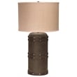 Jamie Young Co Barrel Leather Elephant Hemp Table Lamp in Vintage Brown