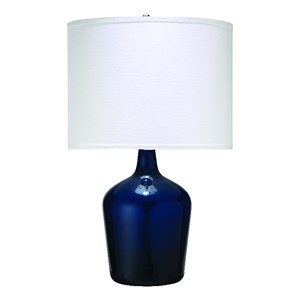 jamie young co plum coastal glass & linen jar table lamp in blue/white