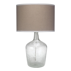 jamie young co plum coastal glass & linen jar table lamp in clear/beige