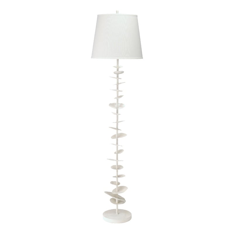 Jamie Young Co Petals 1-Light Coastal Steel Metal & Linen Floor Lamp in White