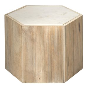 jamie young co argan medium hexagon transitional wood table in natural
