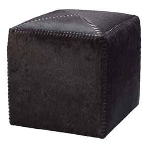 Jamie Young Co 16&quot Upholstered Traditional Leather Ottoman in Espresso