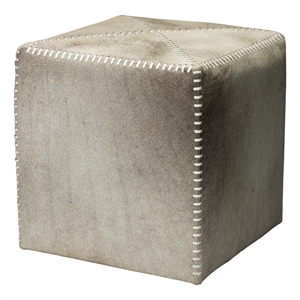 Jamie Young Co 16&quot Upholstered Traditional Leather Ottoman in Gray