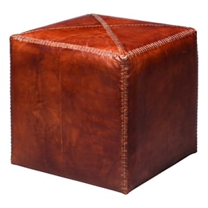 Jamie Young Co 16&quot Upholstered Contemporary Leather Ottoman in Brown