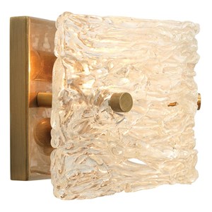 Jamie Young Co Swan Small Curved Glass/Steel Sconce in Clear Textured/Brass