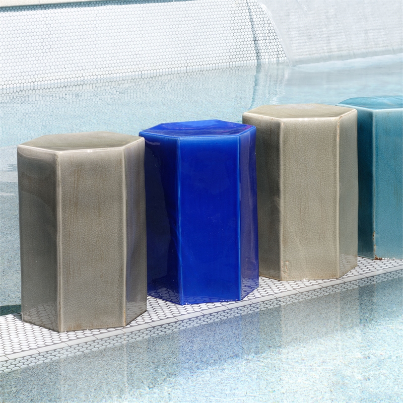 Jamie Young Co Porto Large Transitional Ceramic Side Table in Gray