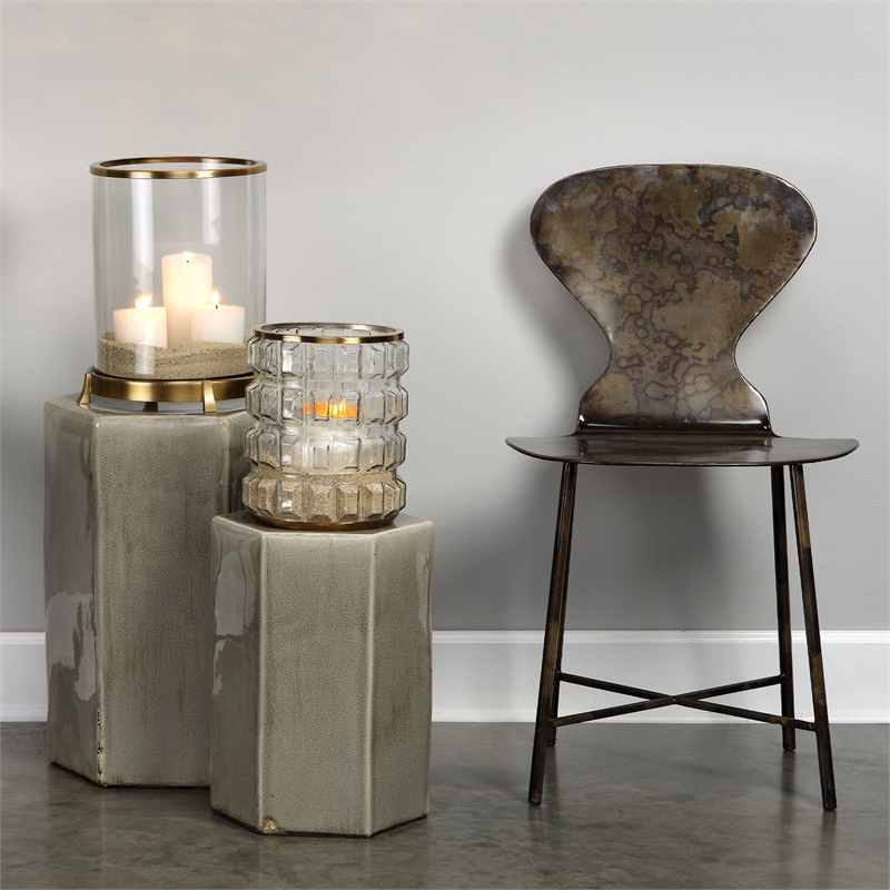 Jamie Young Co Porto Small Transitional Ceramic Side Table in Gray