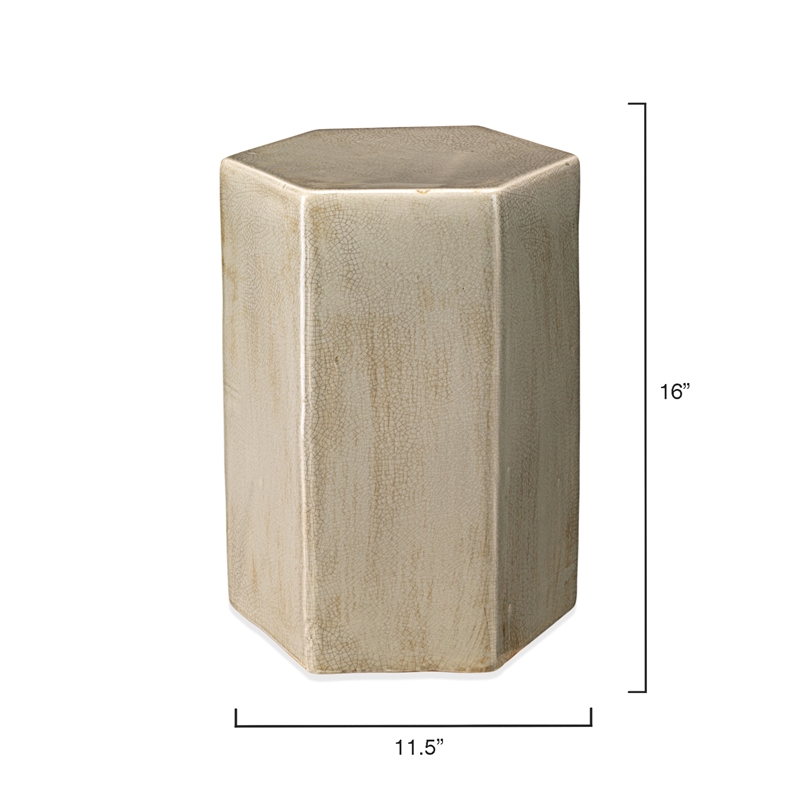 Jamie Young Co Porto Small Transitional Ceramic Side Table in Pistachio Brass