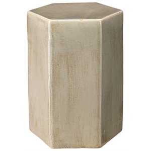 Jamie Young Co Porto Small Transitional Ceramic Side Table in Pistachio Brass