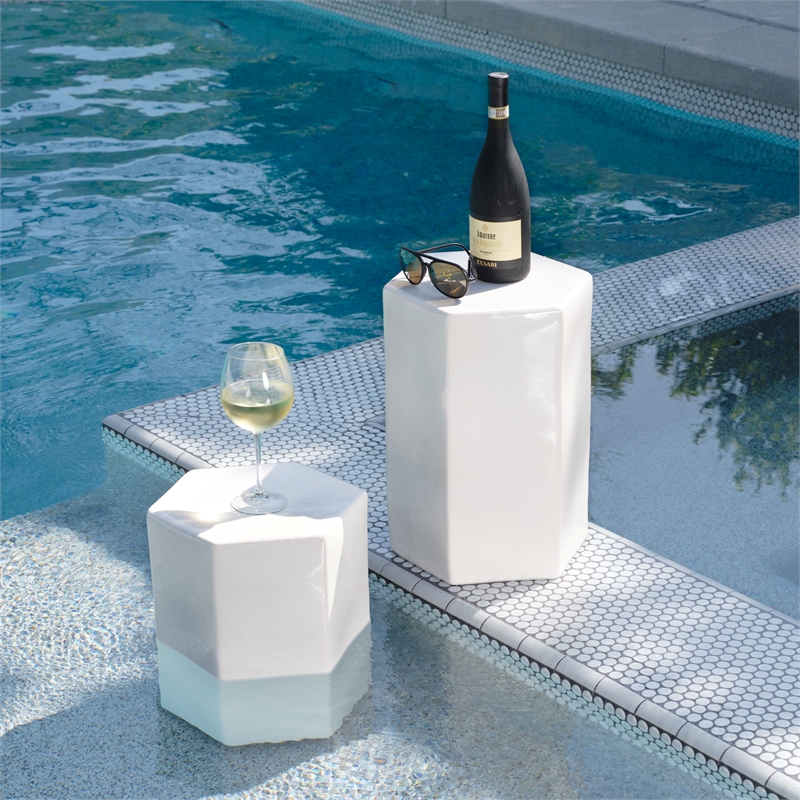 Jamie Young Co Porto Indoor/Outdoor Transitional Ceramic Side Table in White