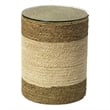 Jamie Young Co Saint Bart's Rattan & Glass Side Table in Natural/Off White