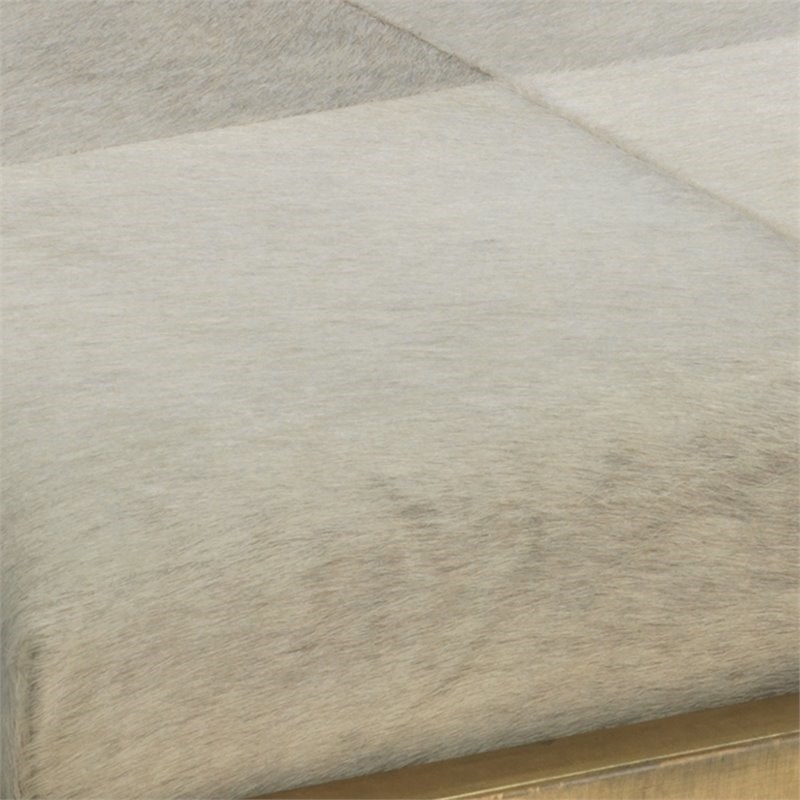 Jamie Young Co Shelby Traditional Metal/Leather Hide Stool in Nickel/White