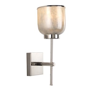 Jamie Young Co Vapor Single Glass/Iron Metal Wall Sconce in Opal/Nickel