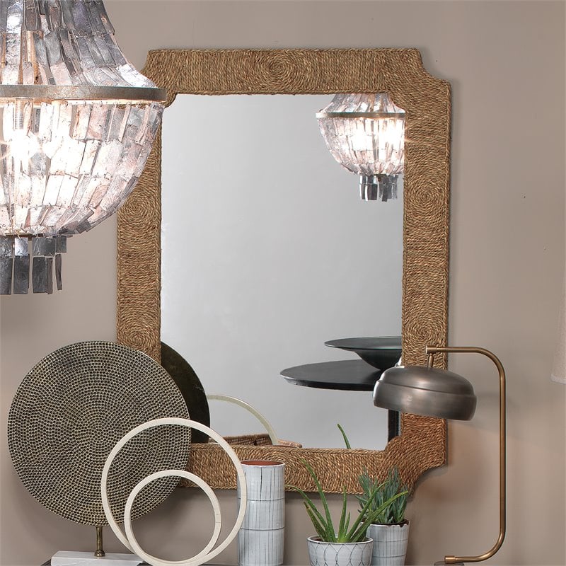 Jamie Young Co Marina Coastal Glass/Seagrass Mirror in Natural