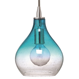 jamie young co small curved coastal glass pendant in aqua blue