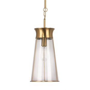 Jamie Young Co Nara Transitional Glass/Brass Pendant in Clear/Antique Brass