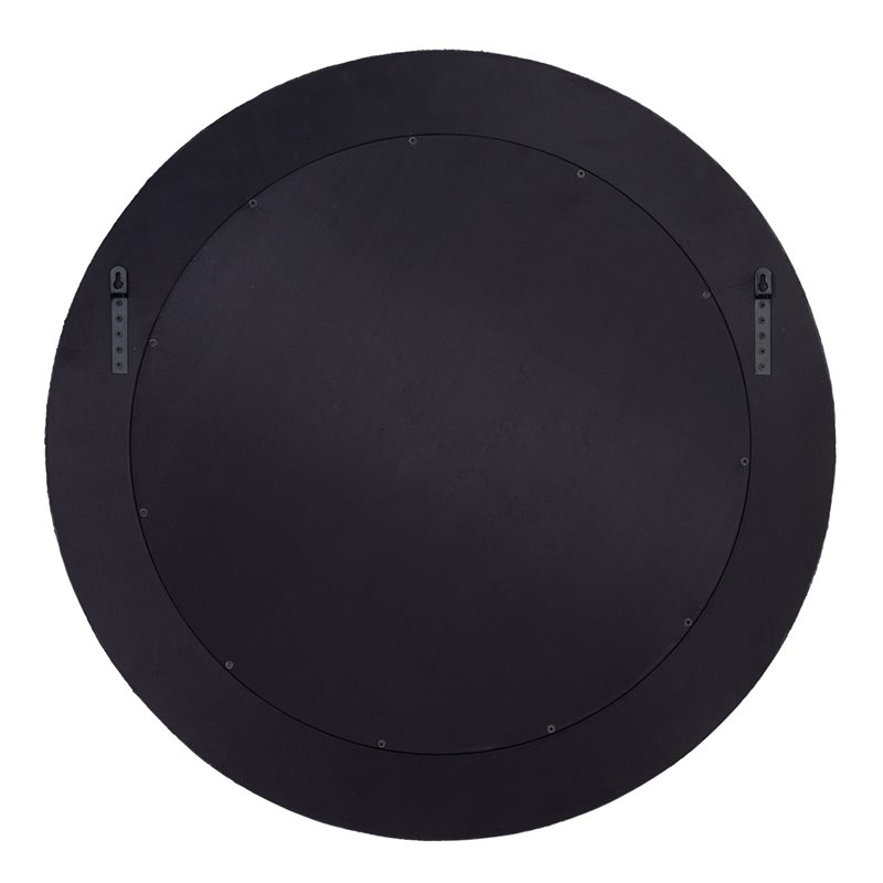 Jamie Young Co Round Cross Stitch Modern Leather Hide Mirror in Espresso/Brass