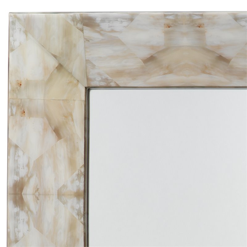 Jamie Young Co Fragment Rectangle Wood/Faux Horn Mirror in Gray/Beige