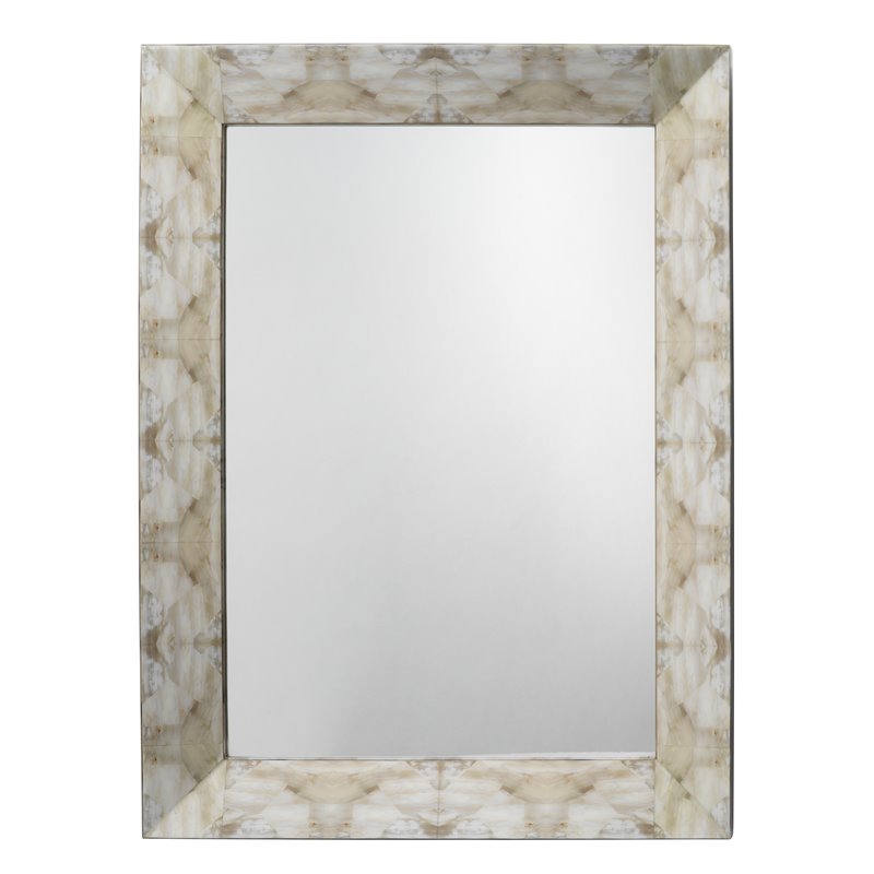 Jamie Young Co Fragment Rectangle Wood/Faux Horn Mirror in Gray/Beige