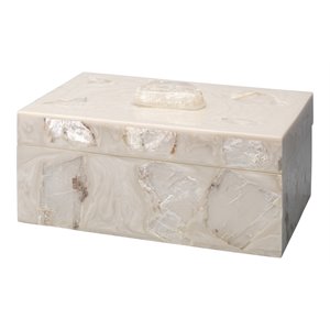 jamie young co parthenon transitional stone box in white finish