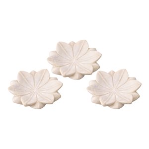 jamie young co small contemporary marble lotus plates in white (set of 3)