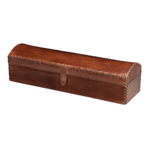 jamie young co chester traditional leather box in tobacco brown